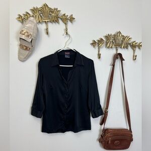 Silk Mac&jac black classic button down shirt 6 S ptp 18”